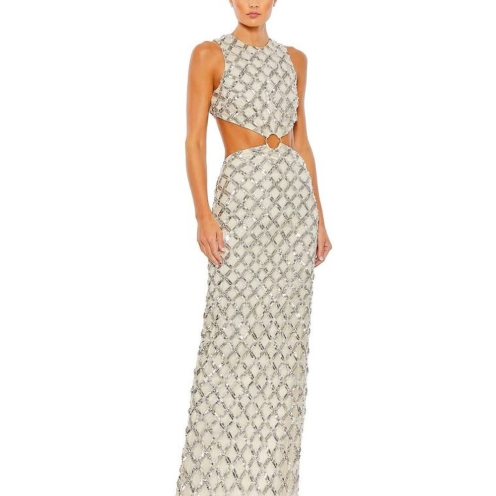 Ivory Embellished Cutout Gown